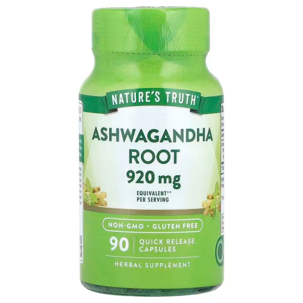Ашваганда, Ashwagandha Root, Nature's Truth, корінь, 920 мг, 90 капсул швидкого вивільнення (460 мг у капсулі)