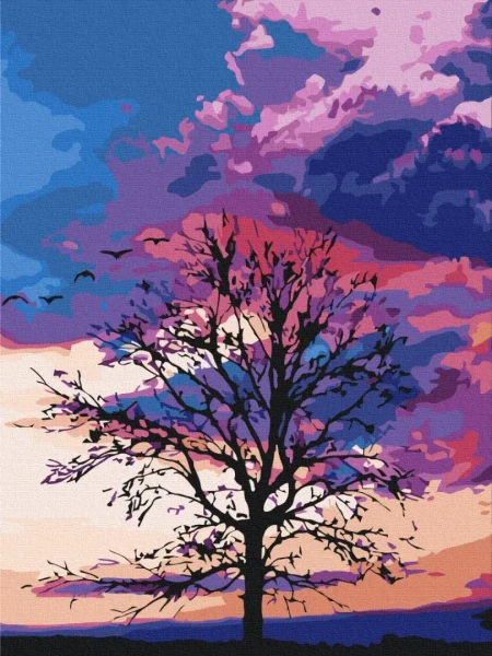 Картина за номерами Осінь на фоні пурпурного неба  Brushme 30x40