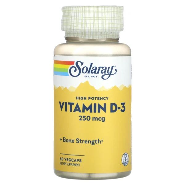 Вітамін D3 Solaray (Vitamin D3) 10000 МО 60 капсул
