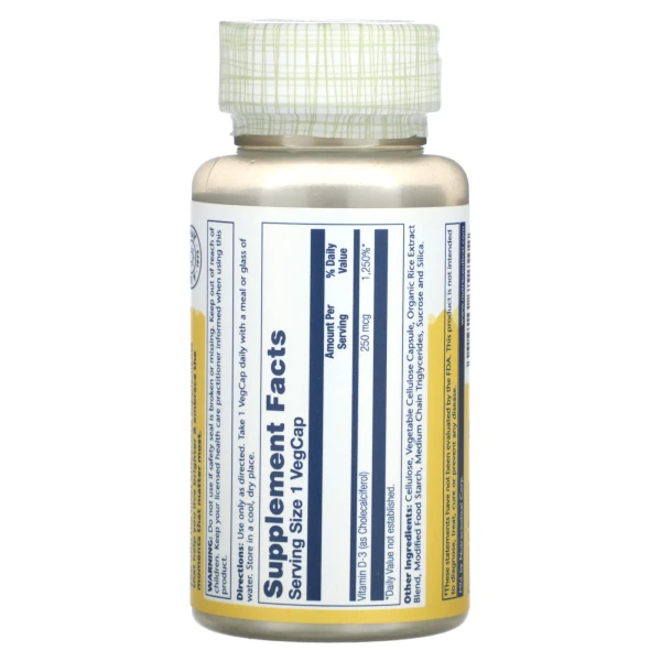 Вітамін D3 Solaray (Vitamin D3) 10000 МО 60 капсул
