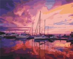 Картина за номерами Рожевий світанок в яхтклубі  Brushme 40x50