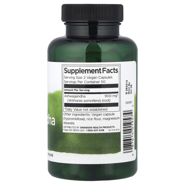 Екстракт кореня ашвагандхи Swanson (Ashwagandha) 100 капсул