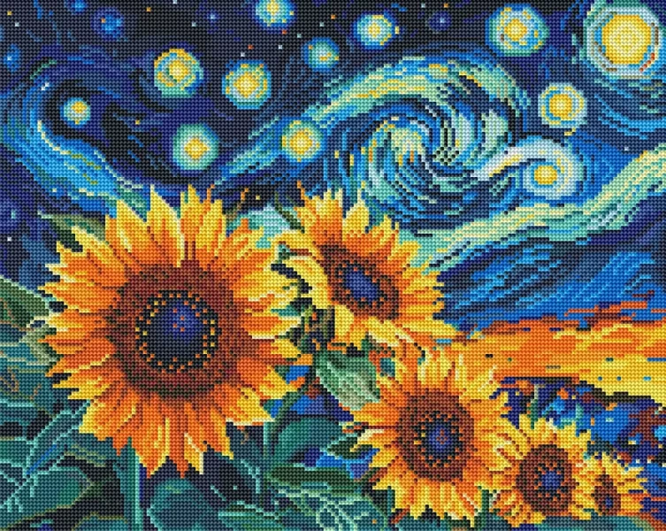 Алмазна мозаїка Соняшник у стилі Ван Гога 40x50 Brushme