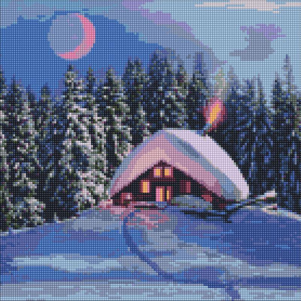 Алмазна мозаїка/вишивка Засніжена хатинка 40x40 Ideyka