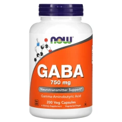 ГАМК (GABA) NOW Foods (GABA) 750 мг 200 рослинних капсул