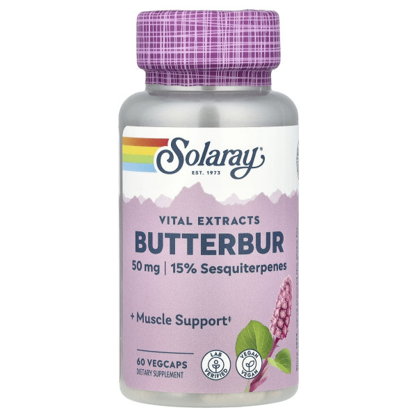 Екстракт кореня білокопитника Solaray (Butterbur Root Extract) 50 мг 60 капсул