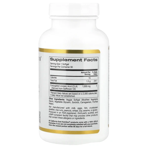 Конъюгированная линолевая кислота California Gold Nutrition (CLA) 1000 мг 90 капсул