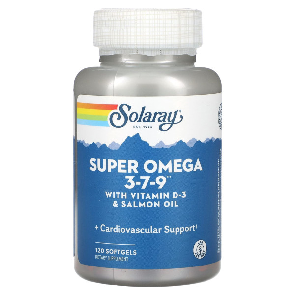 Омега 3-7-9 з вітаміном D3 Solaray (Super Omega 3-7-9 with Vitamin D3) 120 капсул