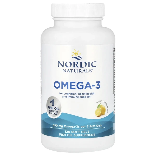 Очищений риб'ячий жир Nordic Naturals (Omega-3) зі смаком лимона, 120 капсул
