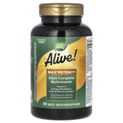 Комплексні мультивітаміни для дорослих без заліза Nature's Way (Alive! Max3 Potency) 180 таблеток