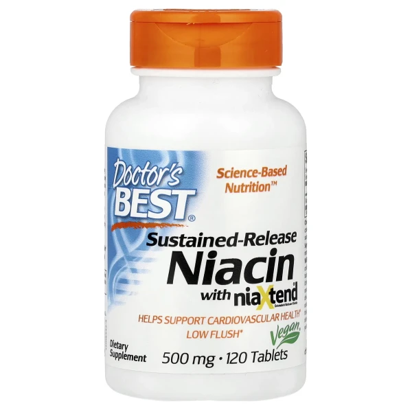 Ніацин тривалого вивільнення з niaXtend® Doctor's Best (Niacin Extended Release) 500 мг 120 таблеток