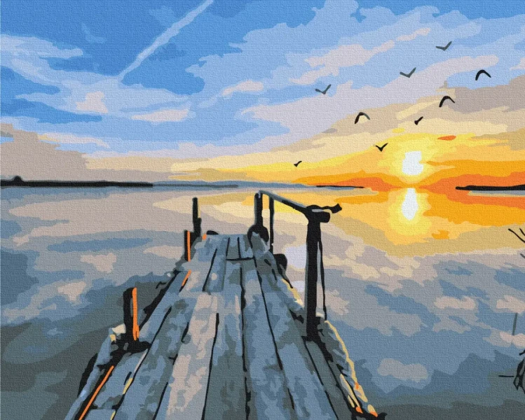 Картина за номерами Захід біля пристані  Brushme 48x60