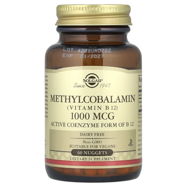 Сублингвальный метилкобаламин (витамин В12) Solgar (Methylcobalamin) 1000 мкг 60 капсул