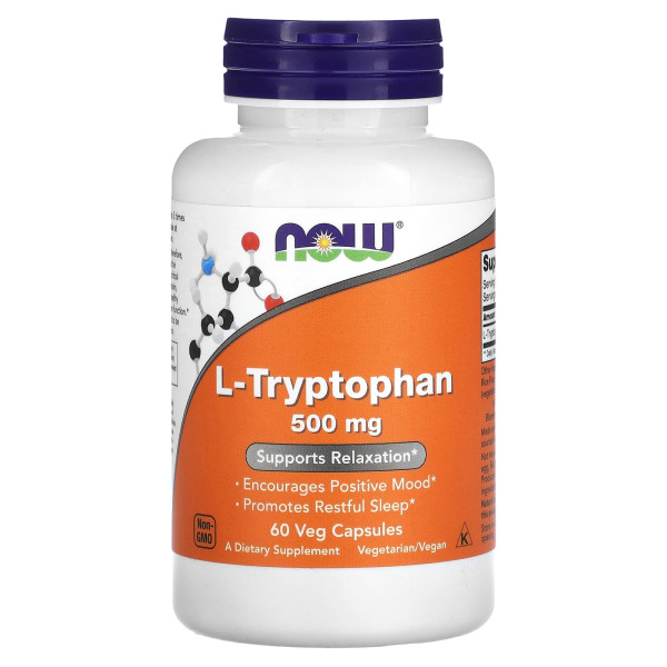 Л-Триптофан Now Foods (L-Tryptophan) 500 мг 60 капсул