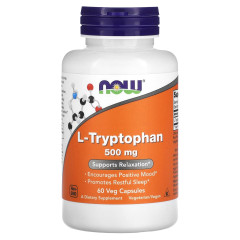 Л-Триптофан Now Foods (L-Tryptophan) 500 мг 60 капсул