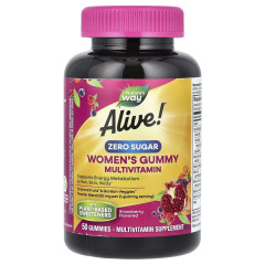 Мультивітаміни для жінок Nature's Way без цукру (Alive Women's Gummy Multivitamin Zero Sugar) 50 жувальних цукерок із полуничним смаком