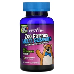21st Century, Zoo Friends, мультижувальні таблетки, фрукти, 60 шт