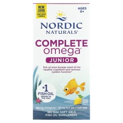 Омега для дітей 6–12 років Nordic Naturals (Complete Omega Junior) 180 міні-капсул зі смаком лимона