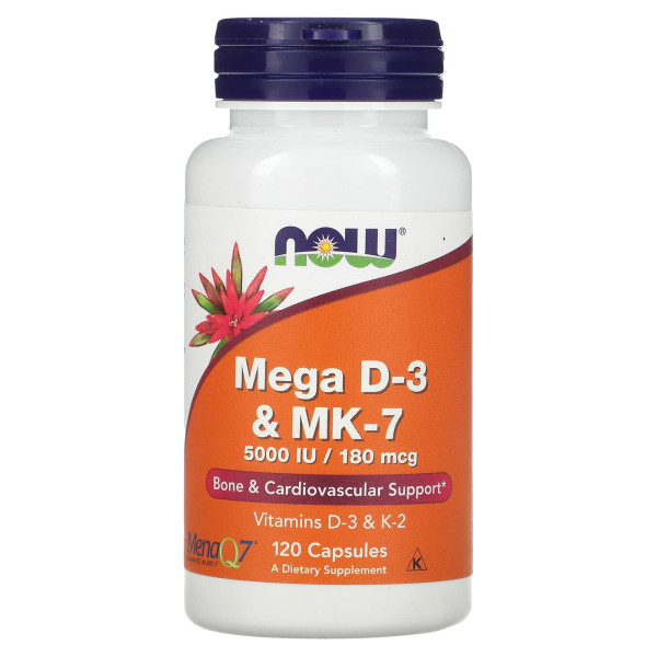 Мега D-3 і MK-7 NOW Foods (Mega D-3 & MK-7) 120 капсул