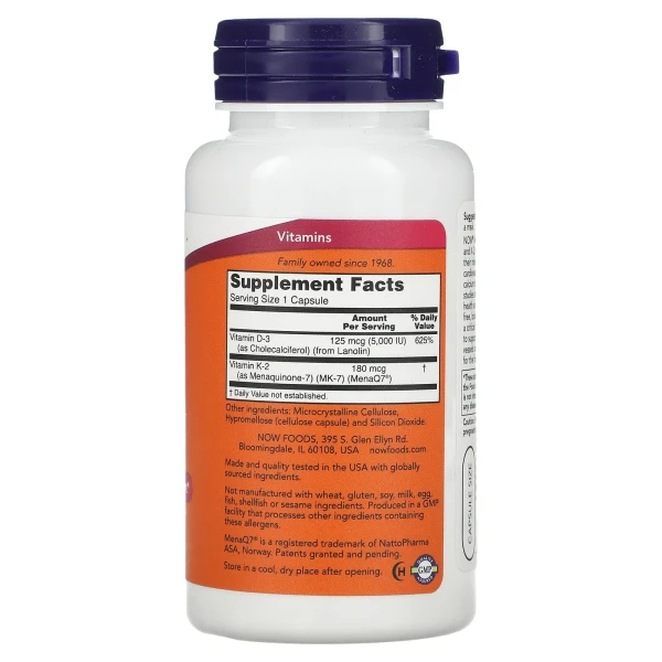 Мега D-3 і MK-7 NOW Foods (Mega D-3 & MK-7) 120 капсул
