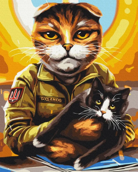 Картина за номерами Котик воєначальник © Маріанна Пащук  Brushme 40x50