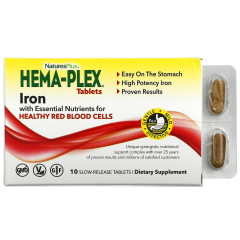 Комплекс вітамінів та мінералів Nature's Plus (Hema-Plex) 10 таблеток повільного вивільнення