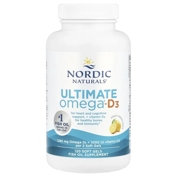 Омега Д3 Nordic Naturals (Ultimate Omega-D3) 120 капсул со вкусом лимона