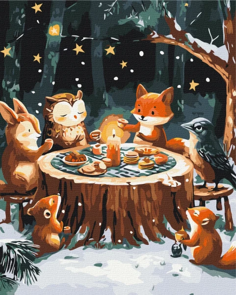 Картина за номерами Зимове чаювання 40x50 Brushme