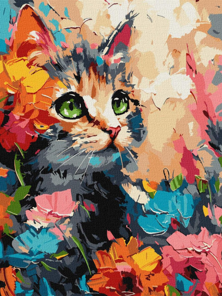 Картина за номерами Котик пухнастик exp 30x40 см Ideyka