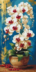 Картина по номерам Королевские орхидеи с красками металлик © 40 х 80 Оригами