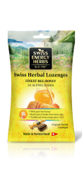 Льодяники від застуди, Herbal Lozenges Bag 20 herbs + Honey, Swiss Energy, від кашлю, болю в горлі та закладеності носа, 20 альпійський трав та гірський мед, 12 трав'яних льодяників (55 г)