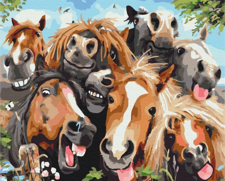 Картина за номерами Селфі конячок  Brushme 40x50