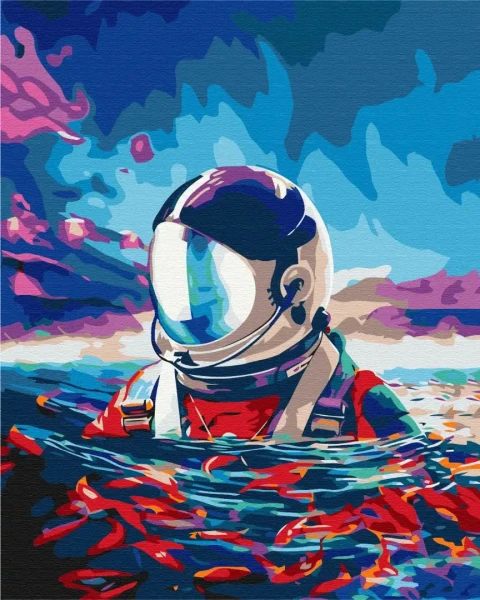 Картина за номерами Астронавт і рибки  Brushme 48x60