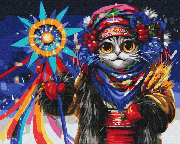 Картина за номерами Киця Колядниця ©Маріанна Пащук  Brushme 40x50