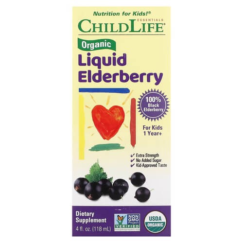 Органическая бузина жидкая ChildLife Essentials (Organic Liquid Elderberry) 118 мл для детей от 1 года