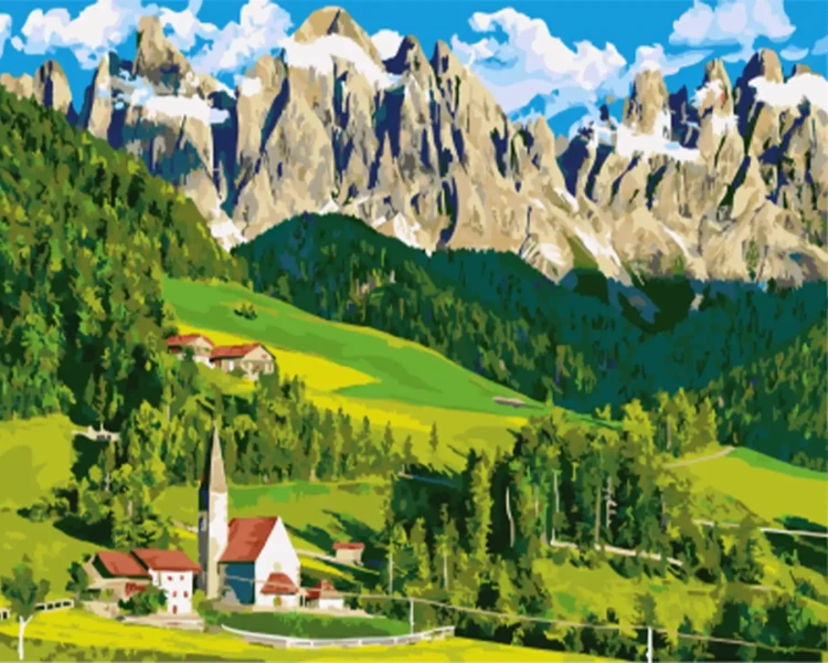 Картина за номерами Будинок в Альпах  Brushme 40x50