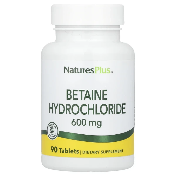 Бетаїну гідрохлорид Nature's Plus (Betaine Hydrochloride) 600 мг 90 таблеток