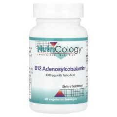 Вітамін В12 аденозилкобаламін з фолієвою кислотою Nutricology (B12 adenosylcobalamin with folic acid) 3000 мкг 200 мкг 60 цукерок