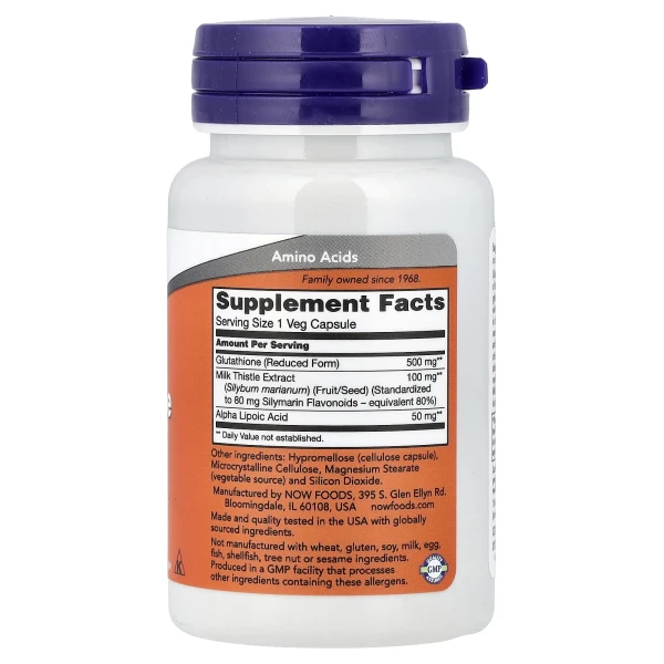 Глутатіон Now Foods (Glutathione) 500 мг 30 капсул