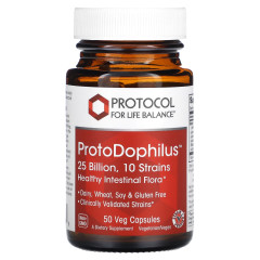 Пробіотики дофілус Protocol for Life Balance (ProtoDophilus) 25 млрд КУО 50 веганських капсул
