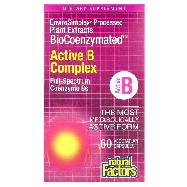 Natural Factors, BioCoenzymated, комплекс активних вітамінів групи B, 60 вегетаріанських капсул