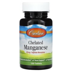 Хелатный манган 20 мг Carlson (Chelated Manganese) 100 таблеток