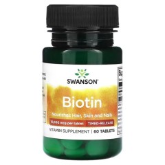 Біотин 10000 мкг із повільним вивільненням Swanson (Biotin Time-Release) 60 таблеток