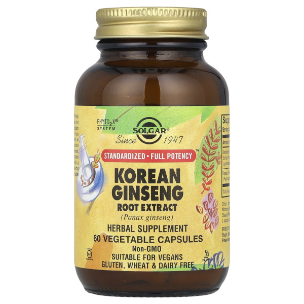Екстракт кореня корейського женьшеню Solgar (Korean Ginseng root extract) 450 мг 60 капсул