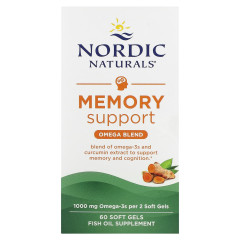 Омега для пам'яті з куркуміном Nordic Naturals (Omega memory with curcumin) 500 мг/200 мг 60 капсул