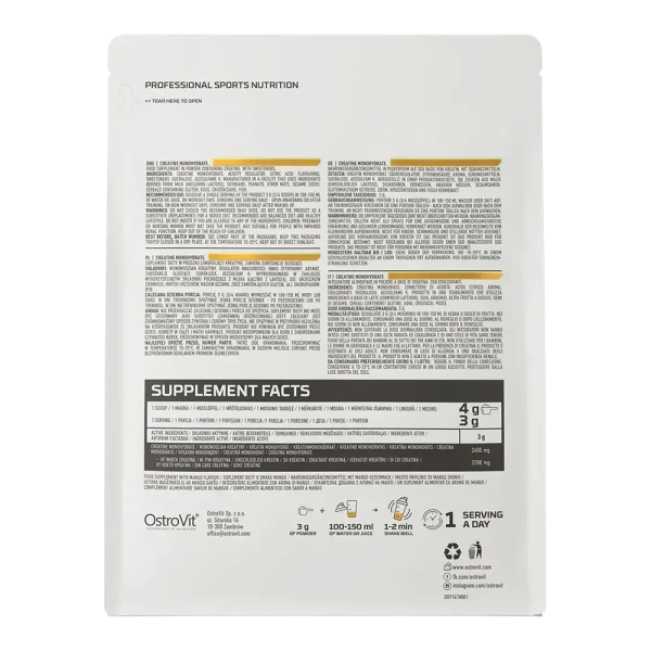 Креатин моногідрат Ostrovit Creatine Monohydrate манго 500 г