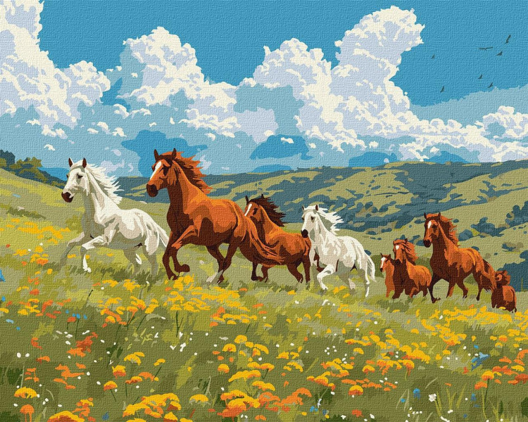 Картина за номерами Граційні коні Тварини 40x50 см Ideyka