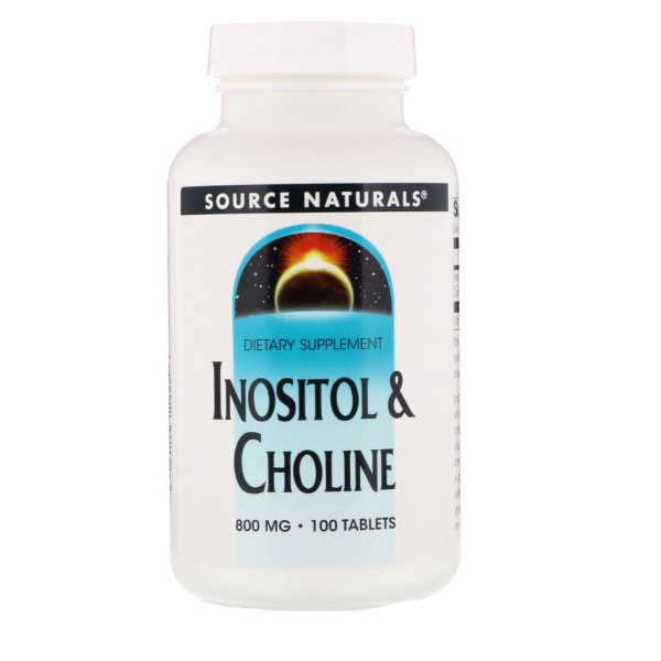Холин и Инозитол, Inositol Choline, Source Naturals, 800 мг, 100 таб.
