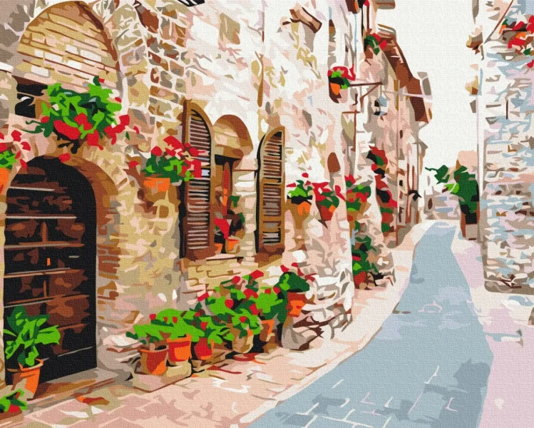 Картина за номерами Квітуча вулиця  Brushme 48x60