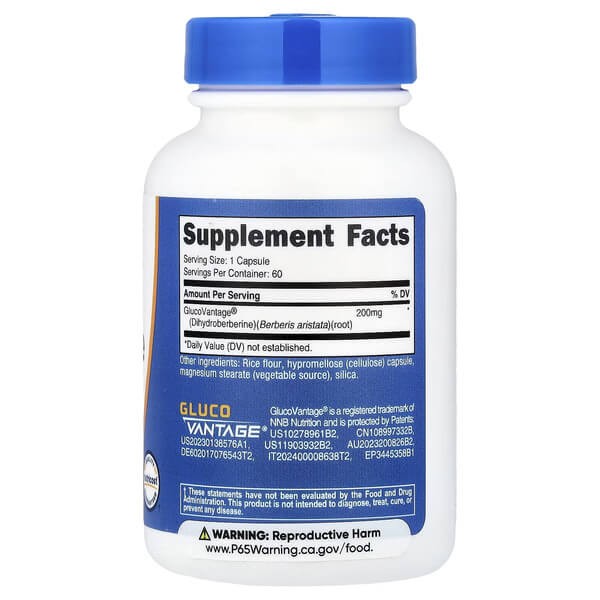 Дигідроберберин 200 мг Nutricost (Dihydroberberine) 60 капсул